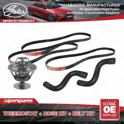 Gates Thermostat + Radiator Hose + Drive Belt Kit for Toyota Corolla AE101 1.6L