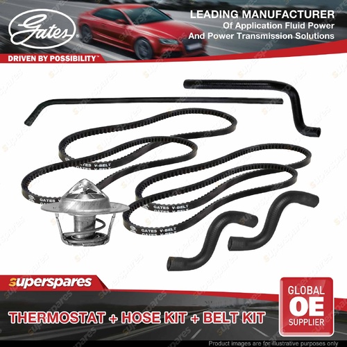 Gates Thermostat Radiator Heater Hose Drive Belt Kit for Holden Commodore VK 3.3