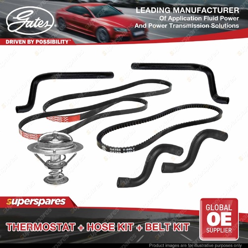 Gates Thermostat + Radiator Heater Hose Belt Kit for Mitsubishi Pajero NL 99-00