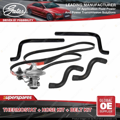 Gates Thermostat + Radiator Heater Hose Belt Kit for Mazda 323F BA1 with A/C