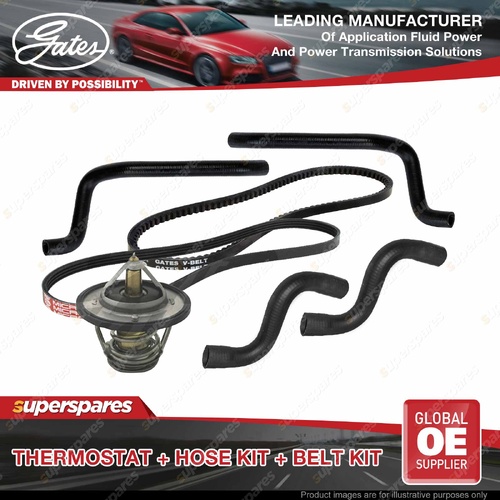 Gates Thermostat Radiator Heater Hose Drive Belt Kit for Isuzu D-Max TFR85 3.0L
