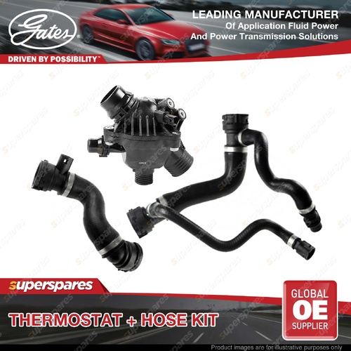 Gates Thermostat + Radiator Hose Kit for BMW 525i 530i E60 E61 2.5L 3.0L Auto