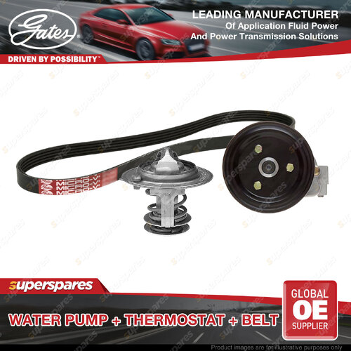 Gates Water Pump + Thermostat + Belt Kit for Hyundai Santa Fe DM 2.4L 129kW G4KE