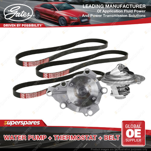Gates Water Pump + Thermostat + Belt Kit for Mazda B-series UN1 UN8 2.6L G6Y1