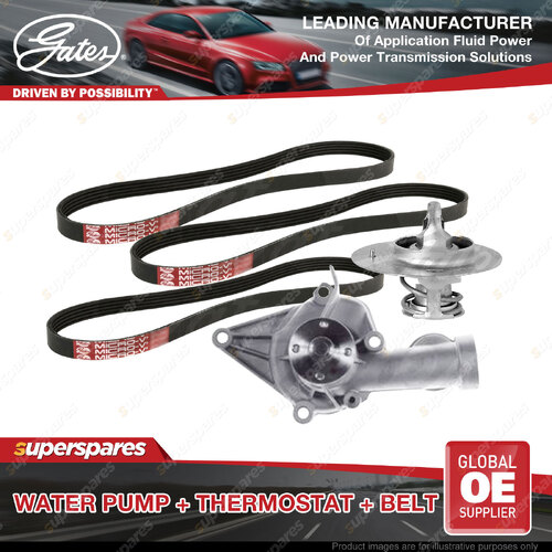 Gates Water Pump + Thermostat + Belt Kit for Mitsubishi Lancer CB1W Mirage CJ1A