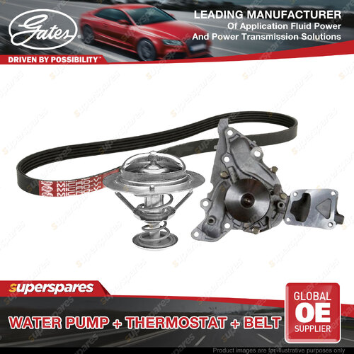 Gates Water Pump Thermostat Belt Kit for Mitsubishi Pajero V23C 3.5L 140kW 00-04