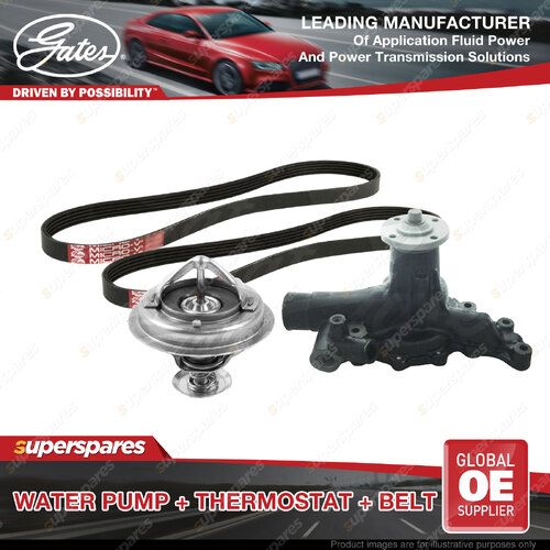 Gates Water Pump Thermostat Belt Kit for Toyota Coaster BB42 3.7L 89kW 1993-2001