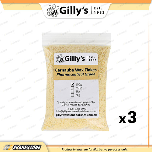 3 Gilly's Carnauba Wax Flakes 100g - Timber Polish and Wax Natural Timber Finish