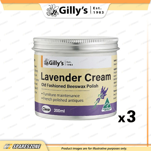 3 x Gilly's Cream Polish Lavender 200ML - Nourishi and Protect Timber Furniture