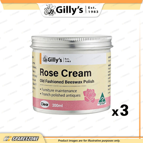 3 x Gilly's Cream Polish Rose 200ML - Nourishi and Protect Timber Furniture