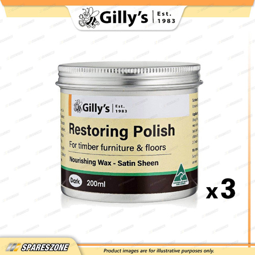 3 x Gilly's Restoring Polish Dark 200ML - Conceal Scratches and Blemishes
