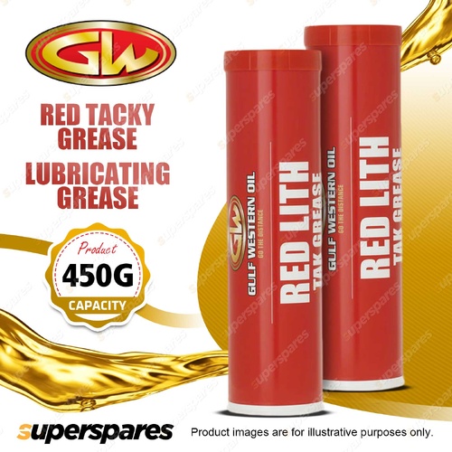 2 x Gulf Western Red Tacky Grease HD Lithium Metal Soap Based Grease 450g