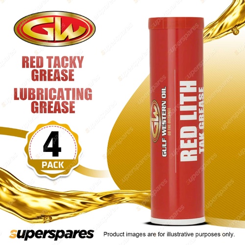 4 x Gulf Western Red Tacky Grease HD Lithium Metal Soap Based Grease 450g