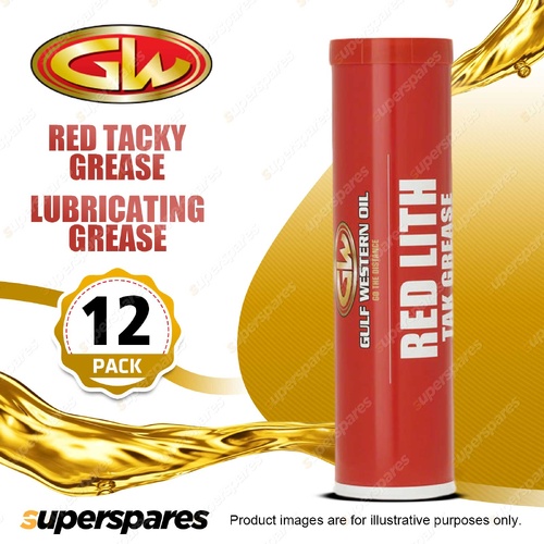 12x Gulf Western Red Tacky Grease HD Lithium Metal Soap Based Grease 450g