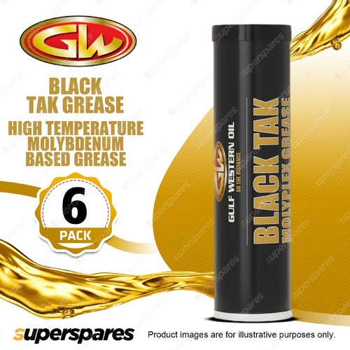 6 x Gulf Western Black Tak Grease High Temperature Molybdenum Based Grease 450g