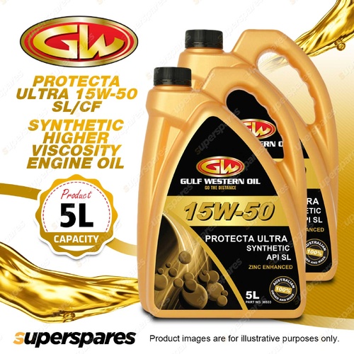 2 x Gulf Western Protecta Ultra 15W-50 API SL Higher Viscosity Engine Oil 5L