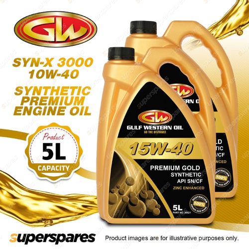 2 x Gulf Western SYN-X 3000 10W-40 API SN/CF ACEA A3/B4 Premium Engine Oil 5L