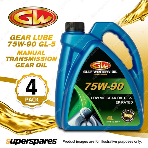 4 x Gulf Western Low Viscosity 75W-90 GL-4/5 Manual Transmission Gear Oil 4L