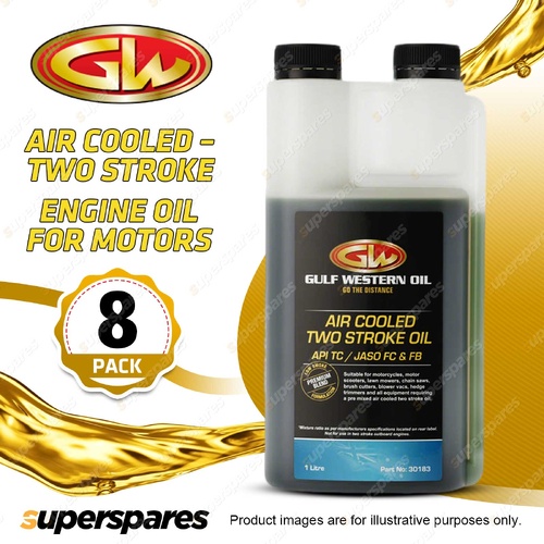 8 x Gulf Western Air Cooled Engine Oil Suitable For Two Stroke 1L