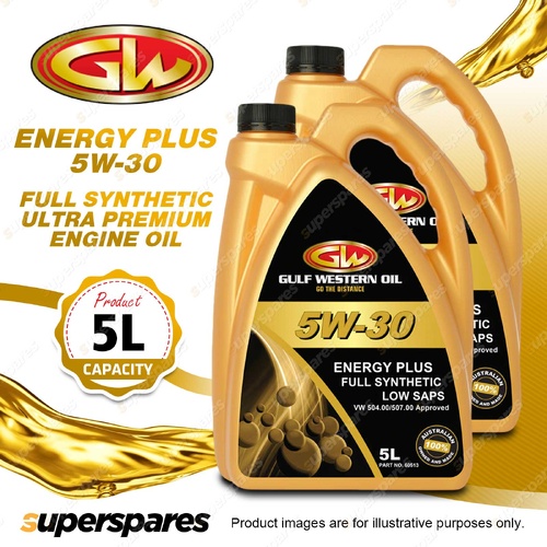 2 x Gulf Western Energy Plus 5W-30 Full Synthetic Low Saps Engine Oil 5L