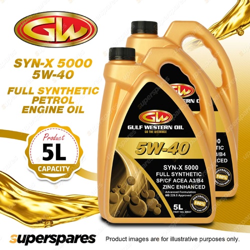 2 x Gulf Western SYN-X 5000 5W-40 SP/CF ACEA A3/B4 Full Synthetic Engine Oil 5L