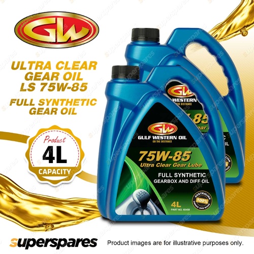 2 x Gulf Western Ultra Clear Gear Oil LS 75W-85 Full Synthetic Gear Oil 4L
