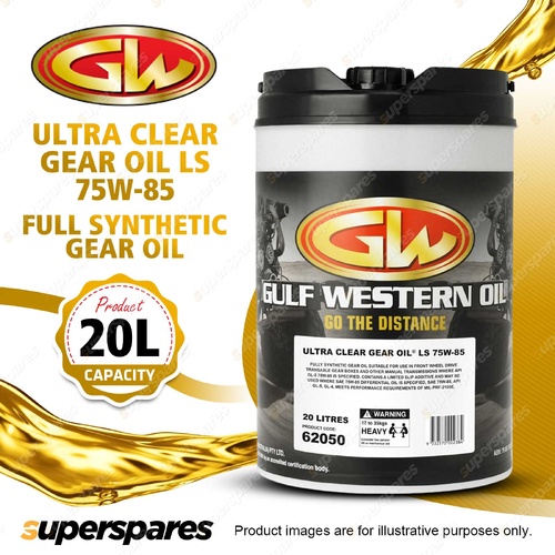 1 x Gulf Western Ultra Clear Gear Oil LS 75W-85 Full Synthetic Gear Oil 20L