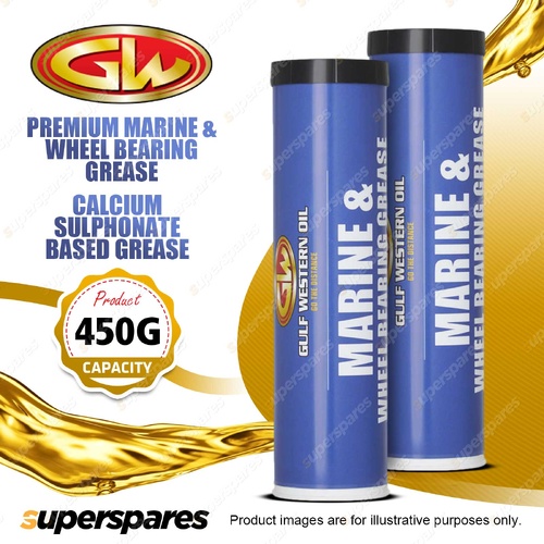 2 x Gulf Western Marine & Wheel Bearing Grease Calcium Sulphonate Based 450g