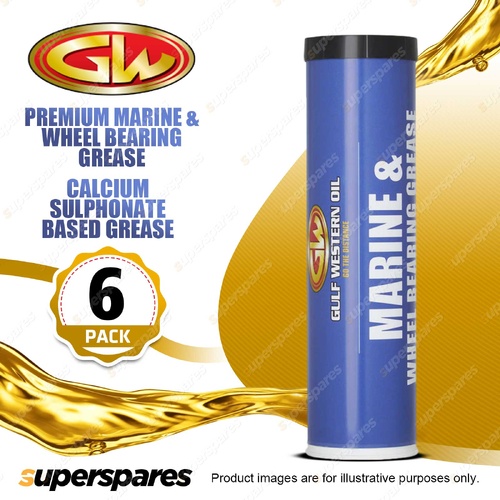 6 x Gulf Western Marine & Wheel Bearing Grease Calcium Sulphonate Based 450g