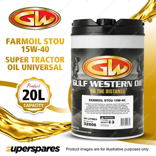 1 x Gulf Western Farmoil Stou 15W-40 Super Tractor Oil Universal 20L