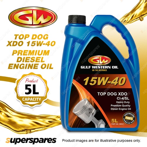 1 x Gulf Western Top Dog XDO 15W-40 CI-4/SL Premium Diesel Engine Oil 5L