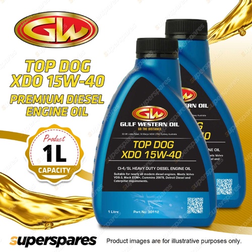 2 x Gulf Western Top Dog XDO 15W-40 CI-4/SL Premium Diesel Engine Oil 1L