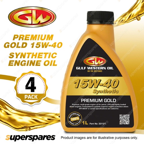 4 x Gulf Western Premium Gold 15W-40 API SN/CF Zinc Enhanced Engine Oil 1L