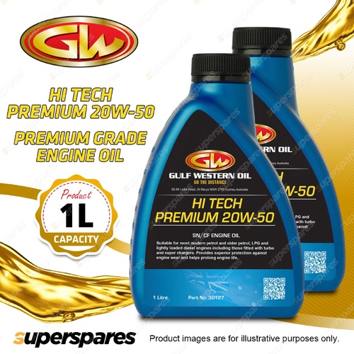 2 x Gulf Western Hi Tech Premium 20W-50 SN/CF Premium Grade Engine Oil 1L