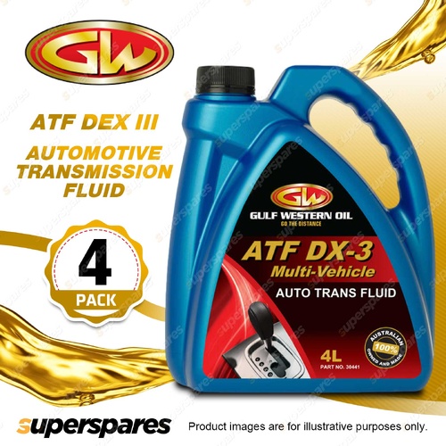 4 x Gulf Western ATF DX III Multi-Vehicle Automotive Transmission Fluid 4L