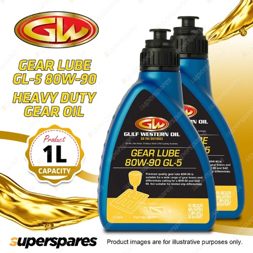 2 x Gulf Western Gear Lube GL-5 80W-90 Heavy Duty Extreme Pressure Gear Oil 1L