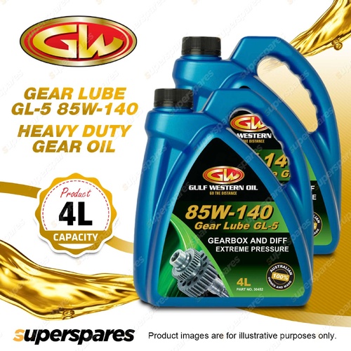 2 x Gulf Western Gear Lube GL-5 85W-140 Heavy Duty Extreme Pressure Gear Oil 4L