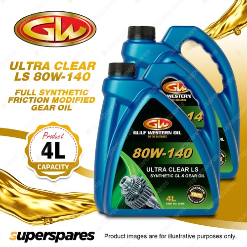 2 x Gulf Western Ultra Clear LS 80W-140 Full Synthetic Gear Oil 4L