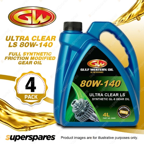 4 x Gulf Western Ultra Clear LS 80W-140 Full Synthetic Gear Oil 4L