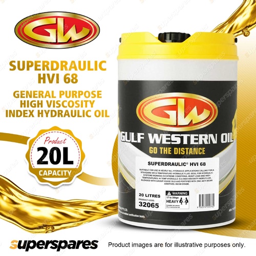 1 x Gulf Western Superdraulic HVI 68 High Viscosity Index Hydraulic Oil 20L