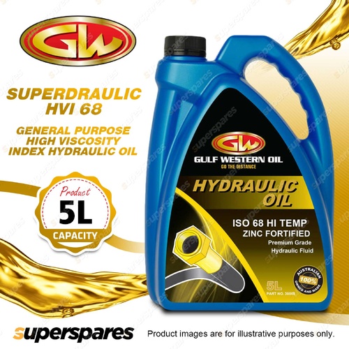 1 x Gulf Western Superdraulic HVI 68 High Viscosity Index Hydraulic Oil 5L