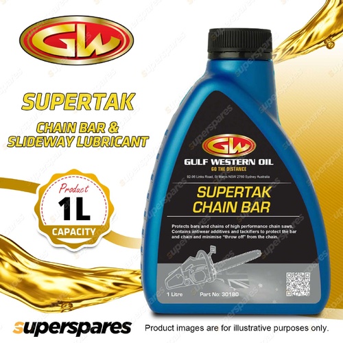 1 x Gulf Western Supertak Chain Bar & Slideway Lubricant Reduce Sling Off 1L