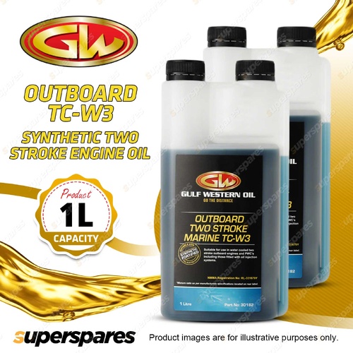 2 x Gulf Western Outboard Two Stroke Marine TC-W3 Ash Less Engine Oil 1L