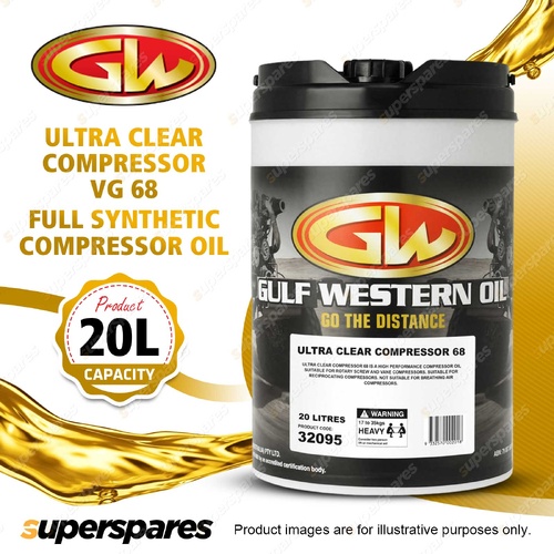 1 x Gulf Western Ultra Clear Compressor VG 68 Full Synthetic Compressor Oil 20L