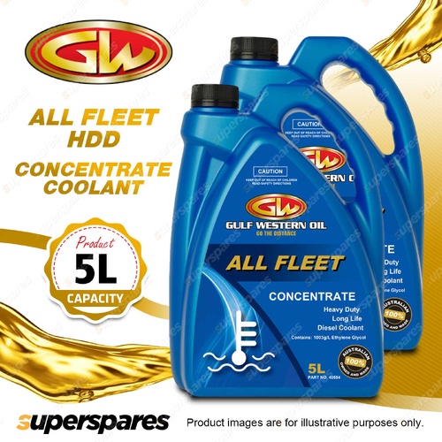 2 x Gulf Western All Fleet HDD Concentrate Coolant Anti Freeze Rust & Boil 5L