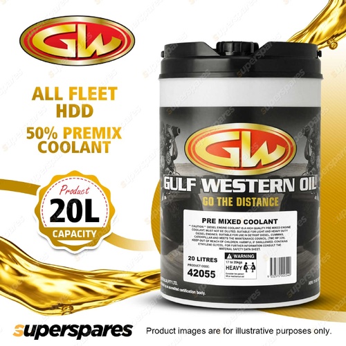 1 x Gulf Western All Fleet HDD 50% Premix Coolant Anti Freeze Rust & Boil 20L