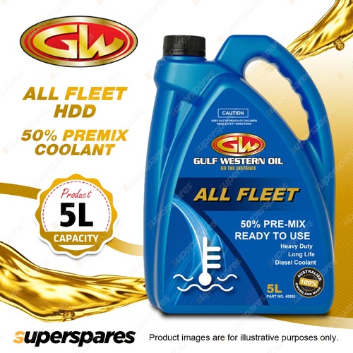 1 x Gulf Western All Fleet HDD 50% Premix Coolant Anti Freeze Rust & Boil 5L