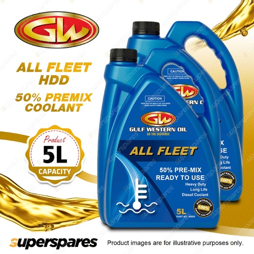 2 x Gulf Western All Fleet HDD 50% Premix Coolant Anti Freeze Rust & Boil 5L