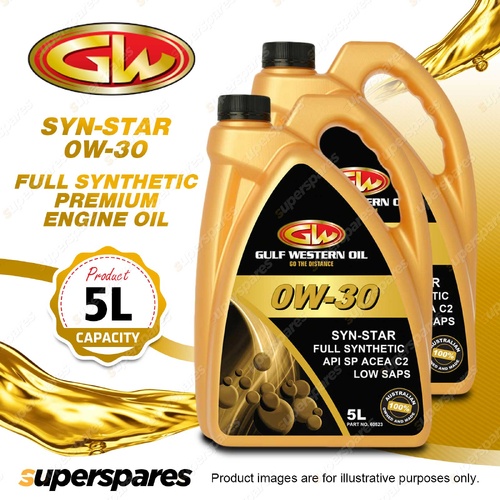 2 x Gulf Western SYN-Star 0W-30 API SP ACEA C2 Full Synthetic Engine Oil 5L