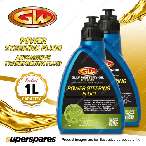 2 x Gulf Western Power Steering Fluid Automotive Transmission Fluid 1L